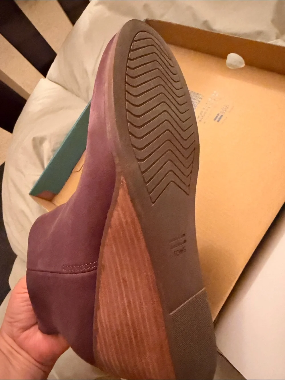 Toms Plum Ankle Bootie with Stacked Heel